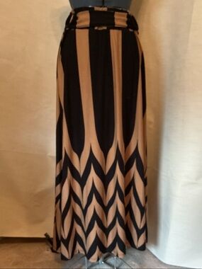 Robert Louis Black and Tan Chevron Maxi Skirt
